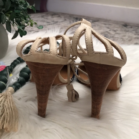 Ulla Johnson Tweed Leather Tassel Heel Sandals 37 - Picture 7 of 11